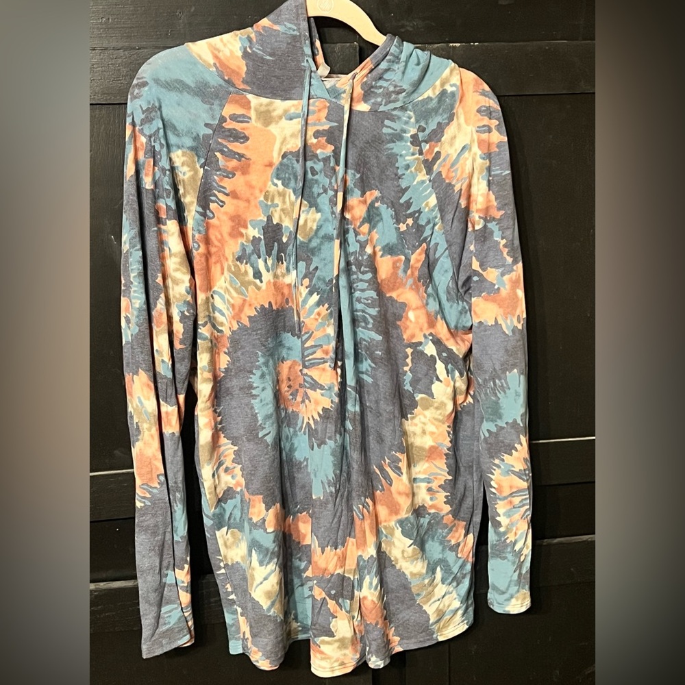 Sew In Love Tie-Dye Hoodie - Blue, Orange, Cream